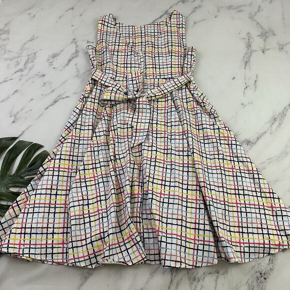 Modcloth Collectif Womens Retro Midi Dress Size 16 US White Rainbow Plaid Pocket - Picture 11 of 15